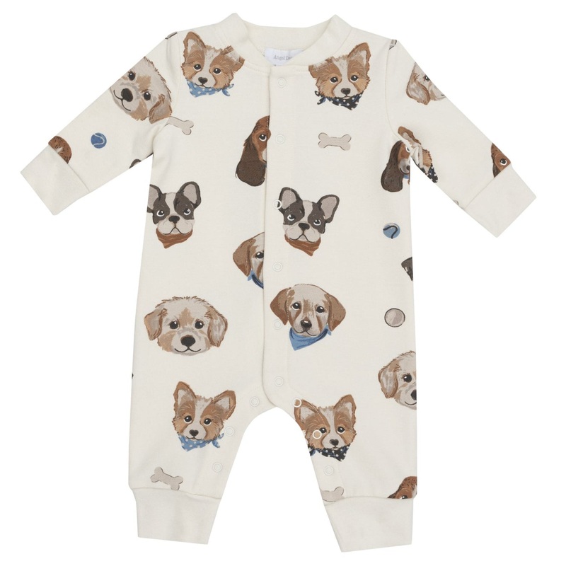 Baseball Collar Romper – Vintage Puppy Faces