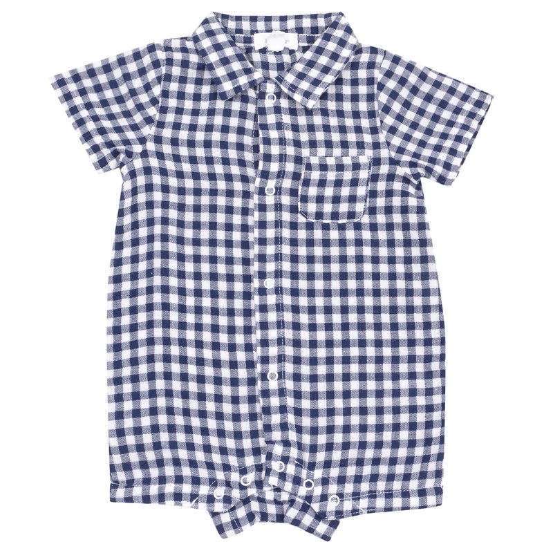 Button Down Polo Shortie – Navy Gingham