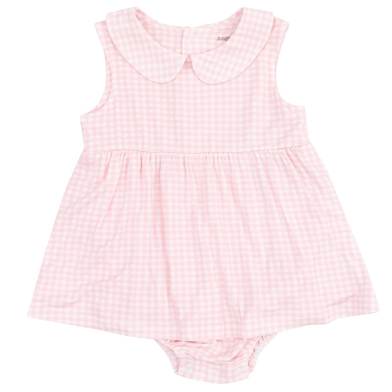 Peter Pan Collar Bubble with Skirt – Mini Gingham Pink