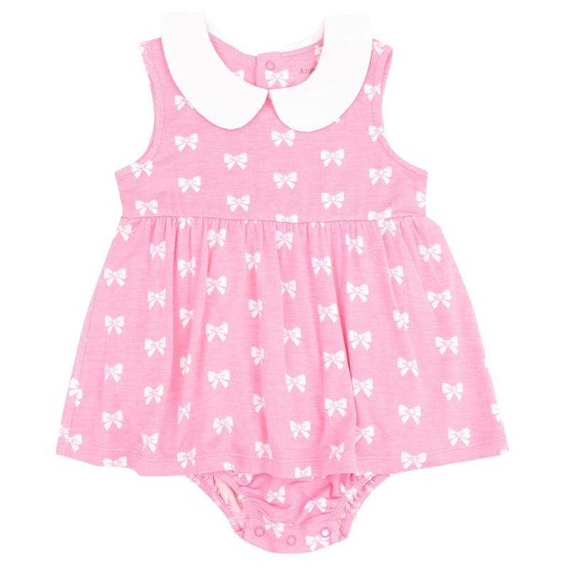 Peter Pan Collar Bubble with Skirt – Pink Bows