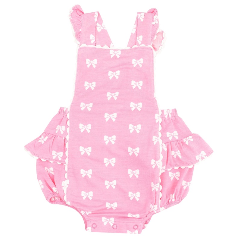 Ric-Rac Ruffle Sunsuit – Pink Bows