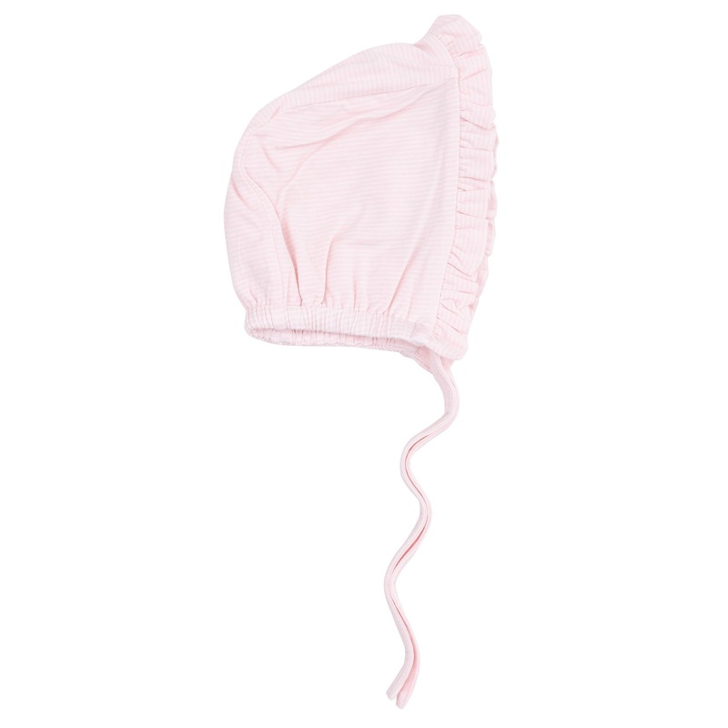 Ruffle Bonnet – Stripe Classic Pink