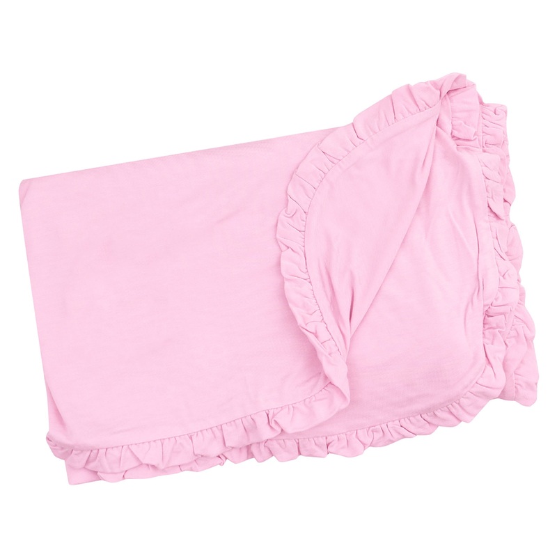 Ruffle Receiving Blanket – Solid Nosegay Pink