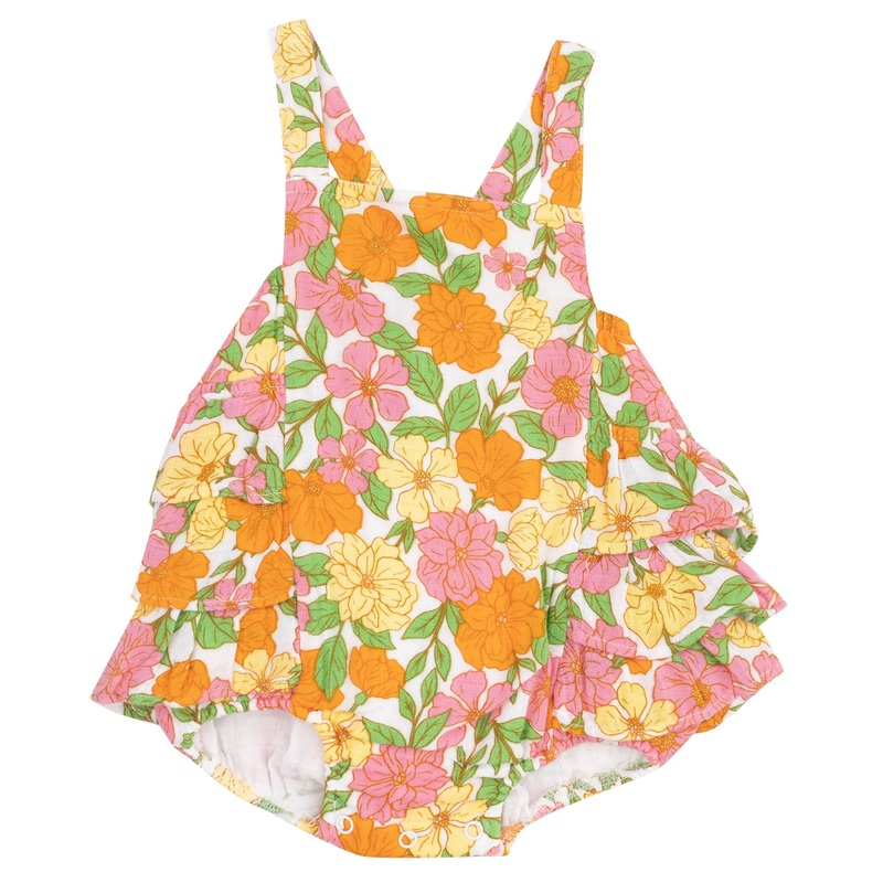 Ruffle Sunsuit – Botanical Retro Floral