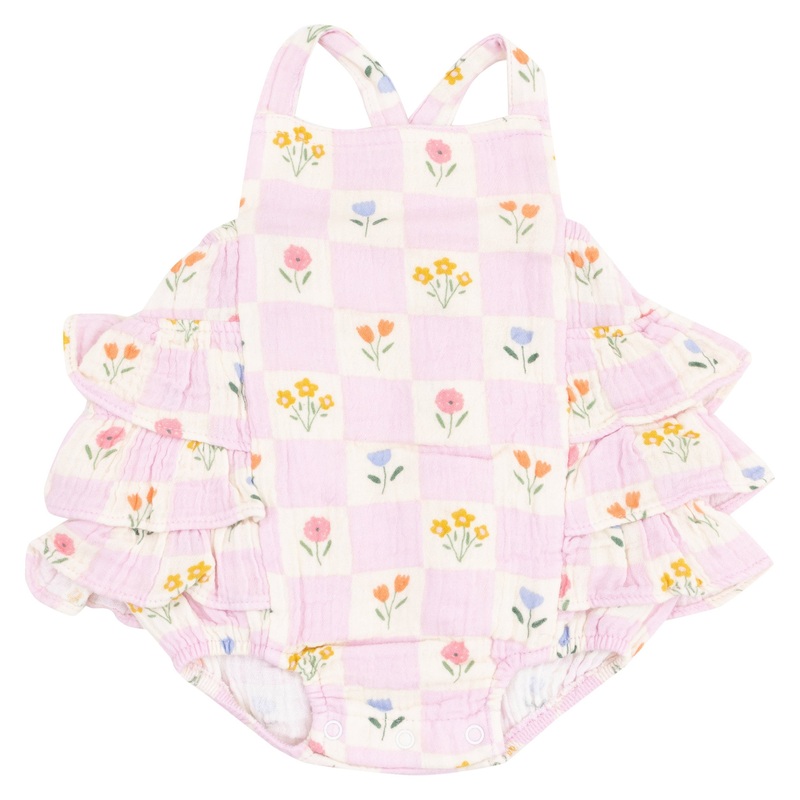 Ruffle Sunsuit – Floral Check