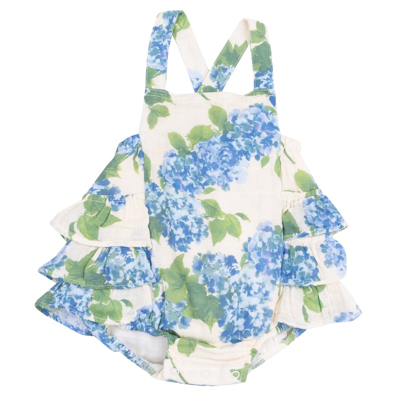 Ruffle Sunsuit – Watercolor Hydrangeas