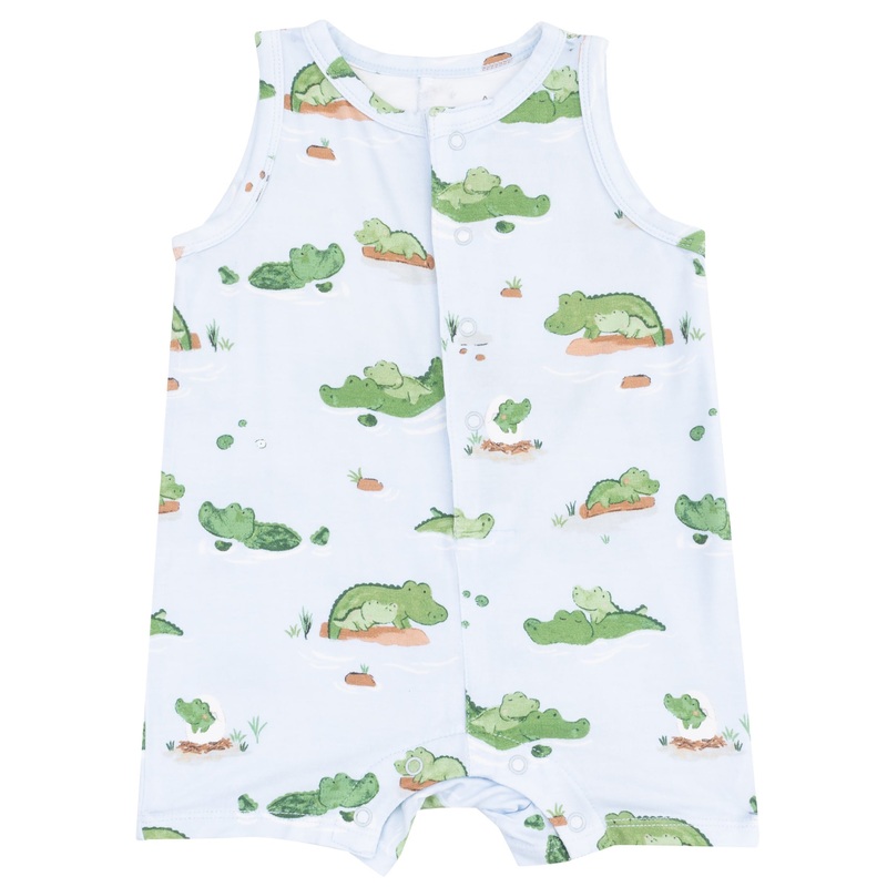 Sleeveless Shortie Romper – Alligator Blue