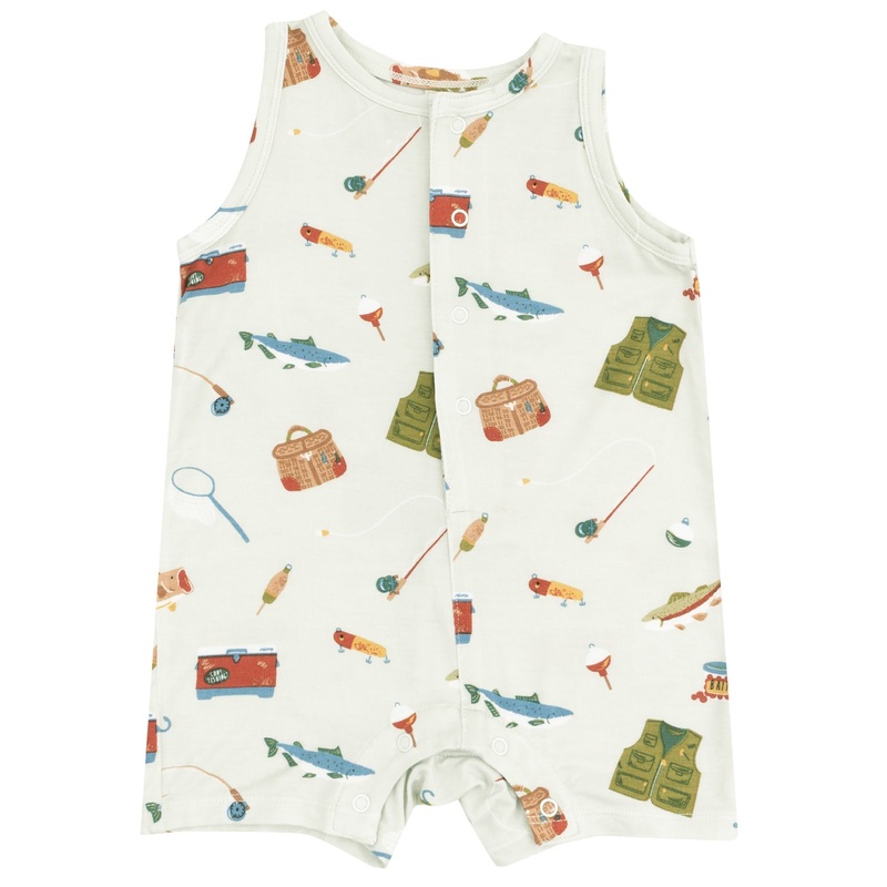 Sleeveless Shortie Romper – Fishing Things Green