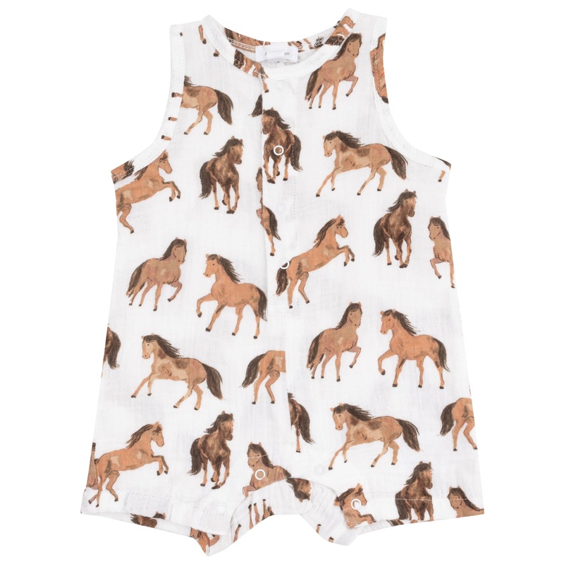 Sleeveless Shortie Romper – Horses