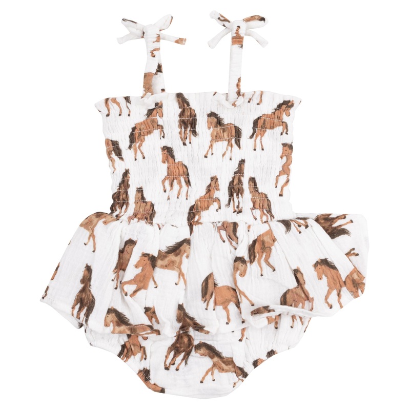 Smocked Bubble with Skirt – Horses