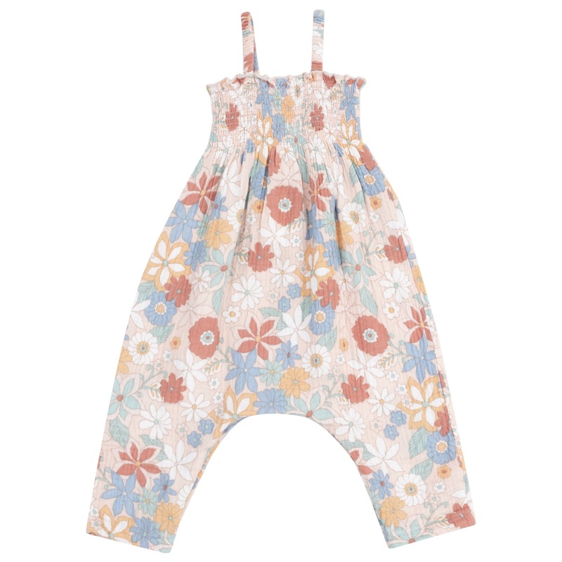 Smocked Romper – Tropical Retro Floral