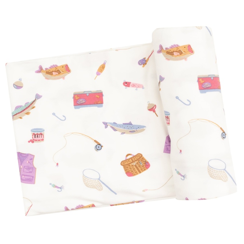 Swaddle Blanket – Fishing Things Pink