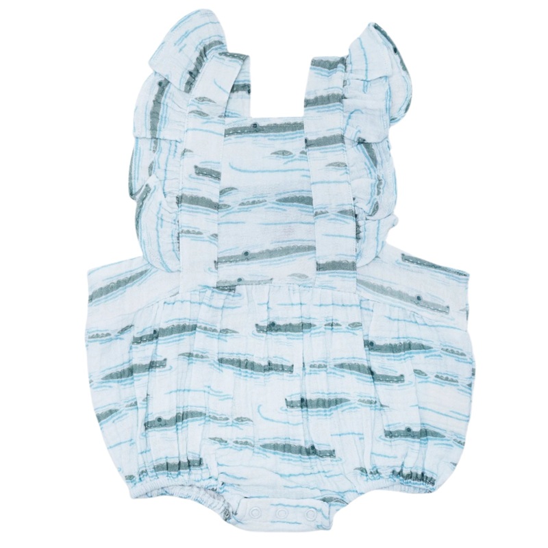 Muslin Flutter Sleeve Romper – Alligator Isle