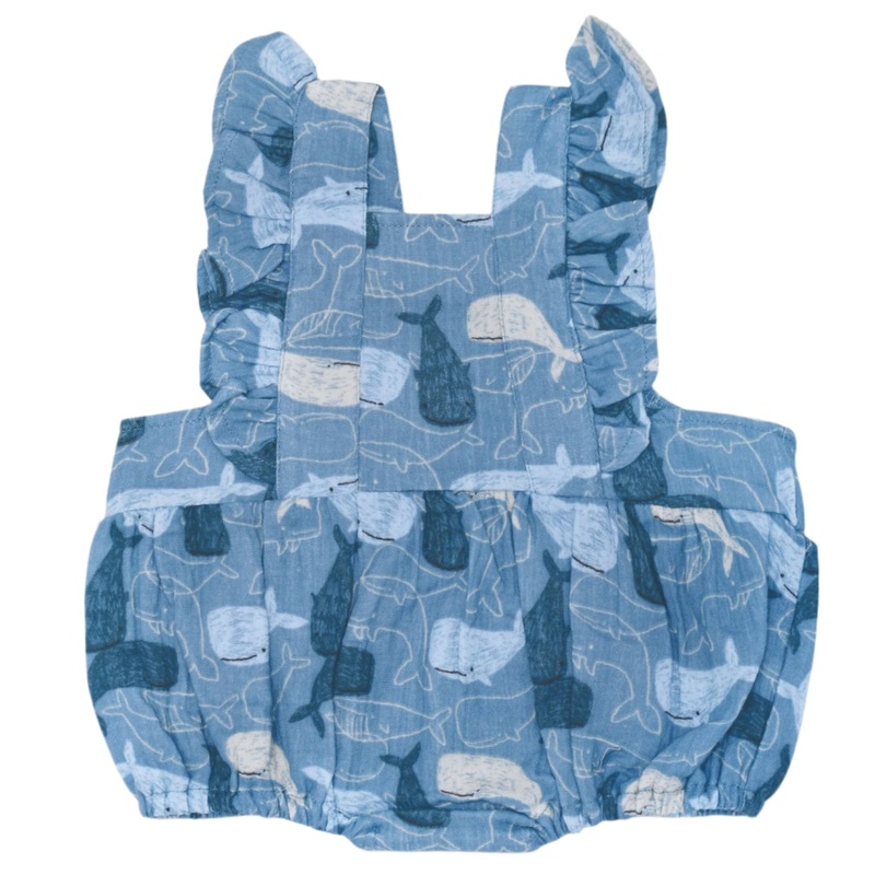 Muslin Flutter Sleeve Romper – Whale Tales