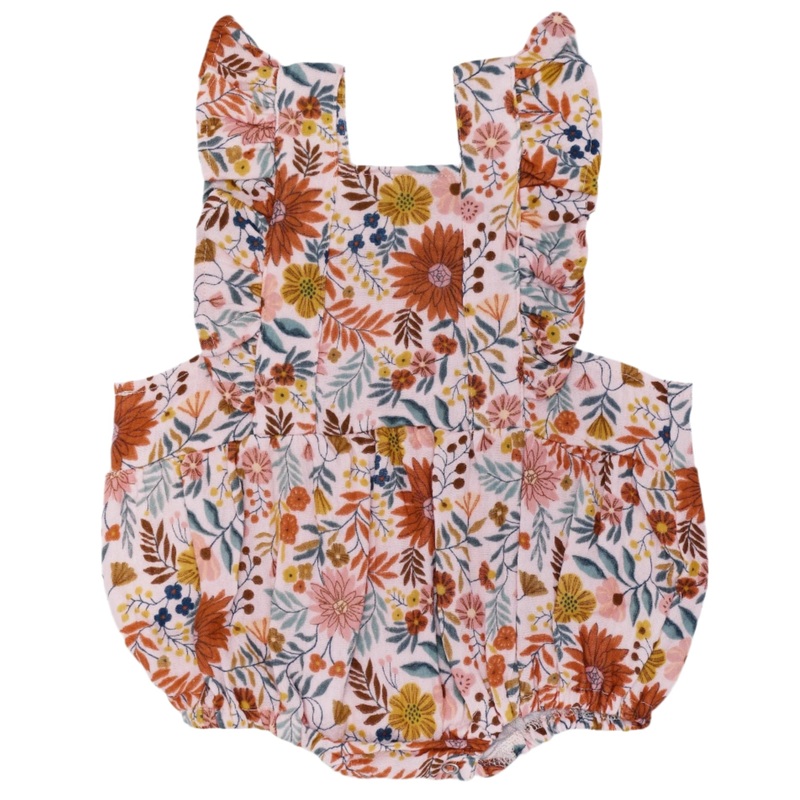Muslin Flutter Sleeve Romper – Zinnia Bloom