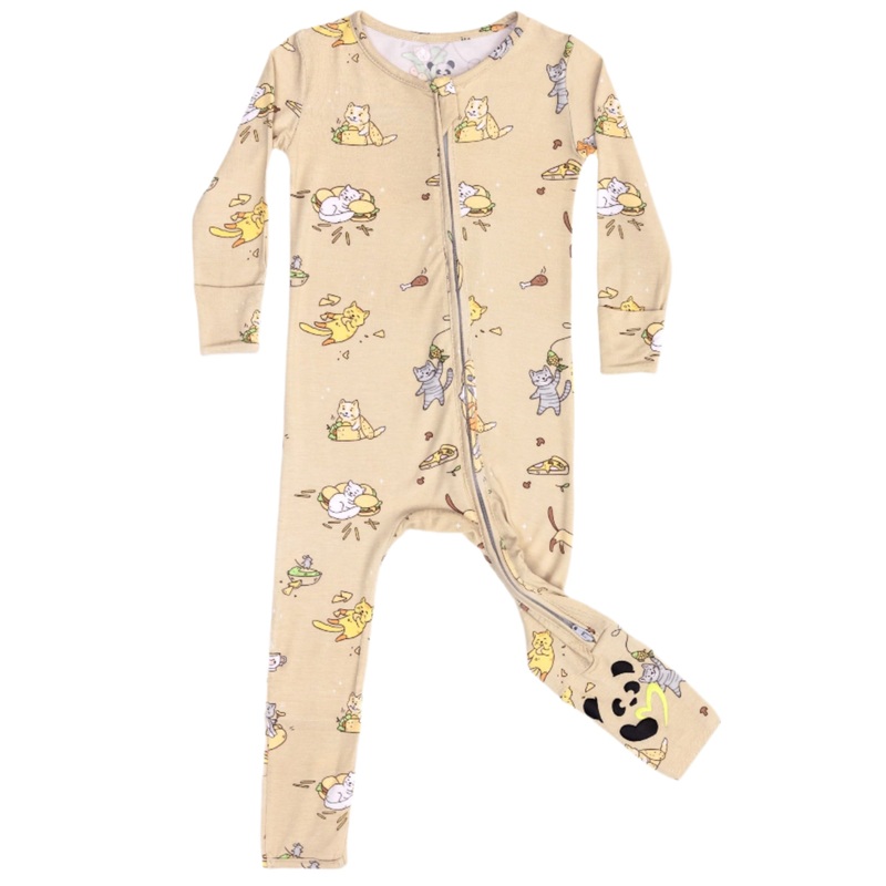 Foodie Cats Bamboo Convertible Footie