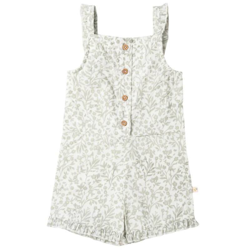 Organic Flutter Jumpsuit – Sage Floral