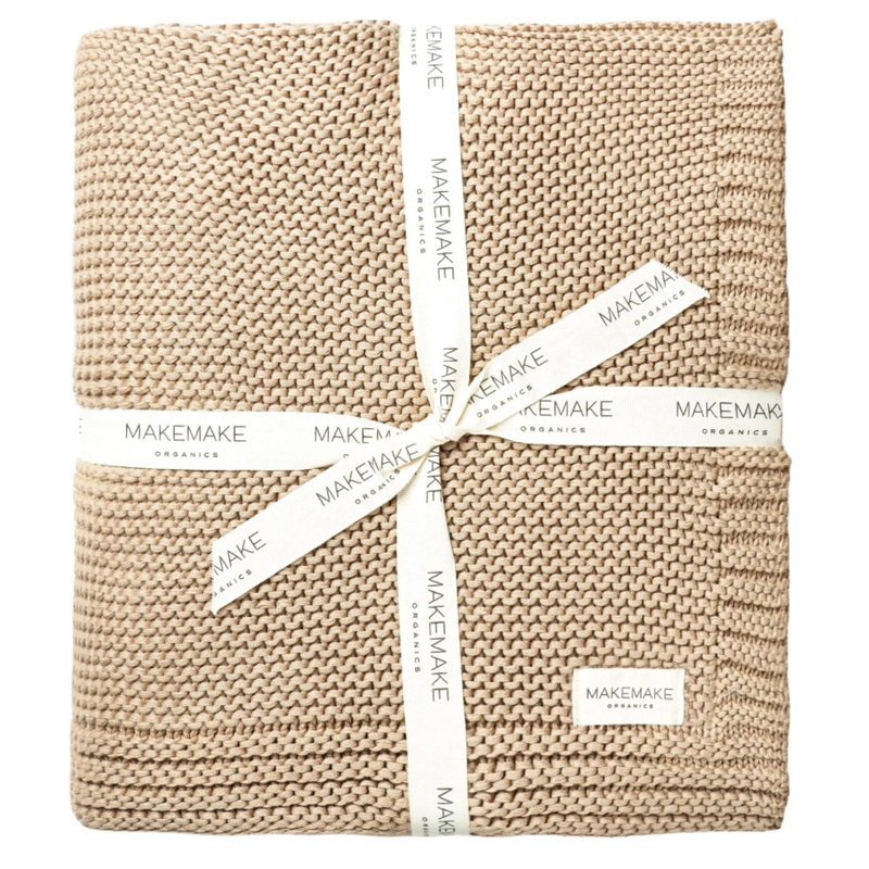 Organic Knit Throw Blanket – Sand