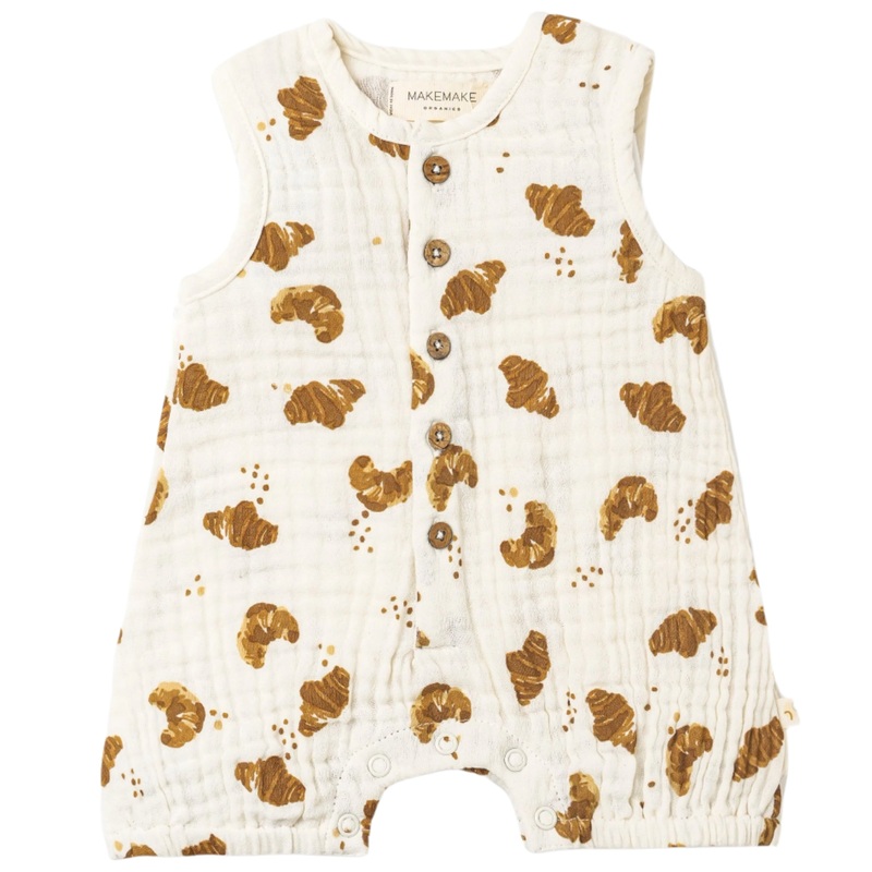Organic Sleeveless Bubble Romper – Croissant