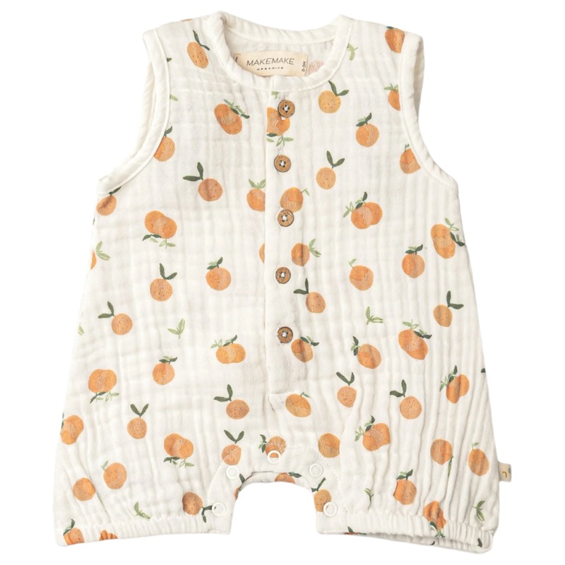 Organic Sleeveless Bubble Romper – Mandarin