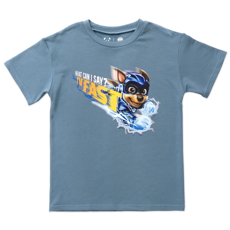 PAW Patrol: The Mighty Movie Chase Oasis Blue Bamboo Terry Kids Oversized T-Shirt