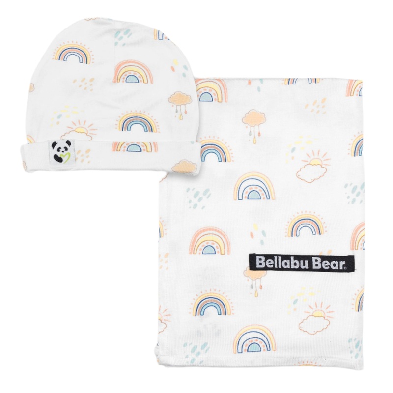 Rainbows Bamboo Swaddle & Beanie Set