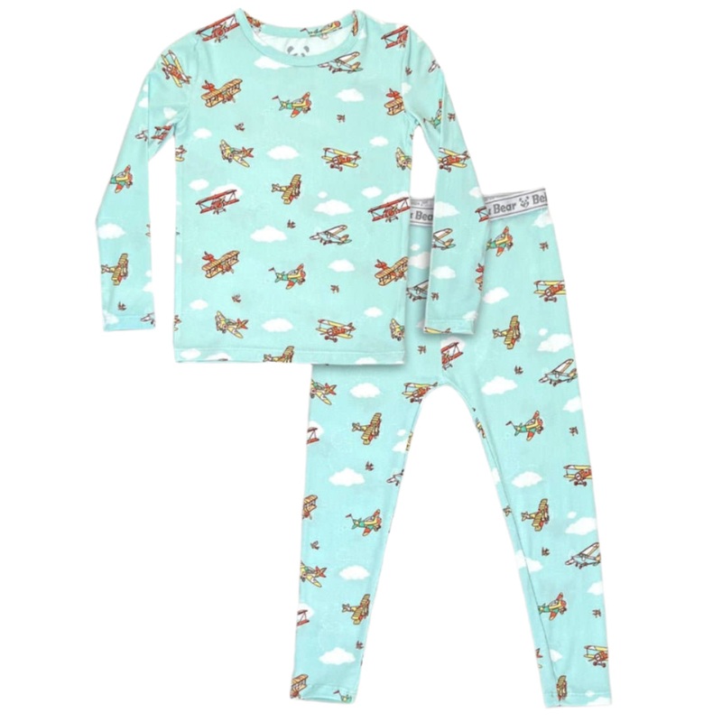 Vintage Airplanes Bamboo Kids Pajamas