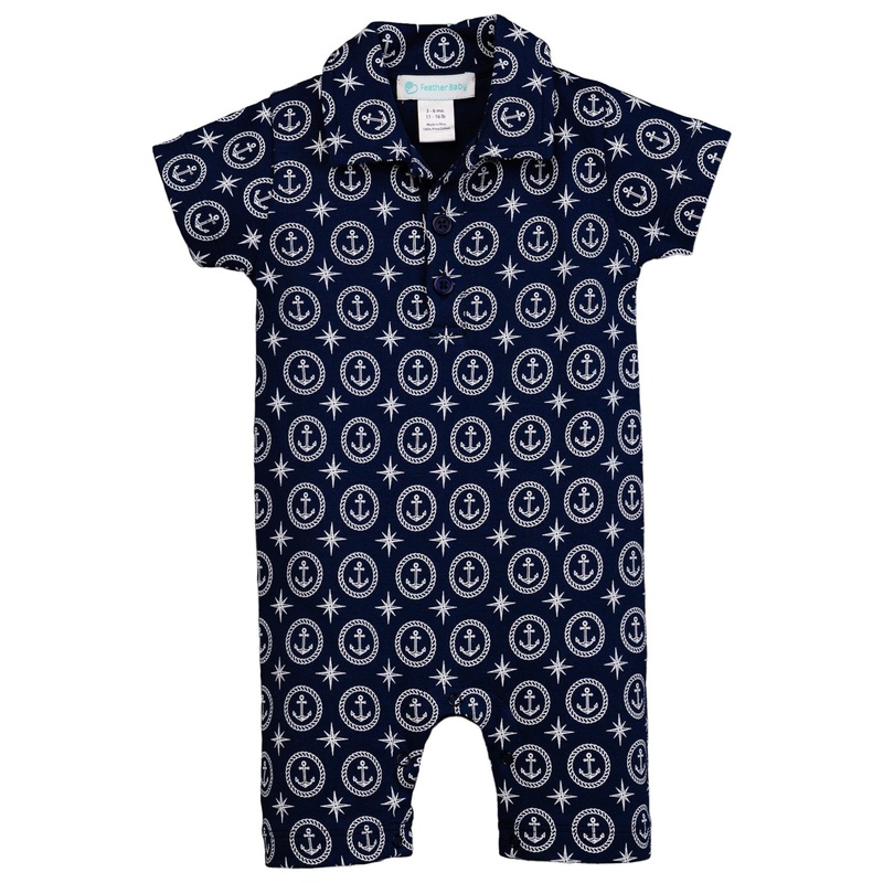 Collared Romper – Nautical Dreams on Indigo