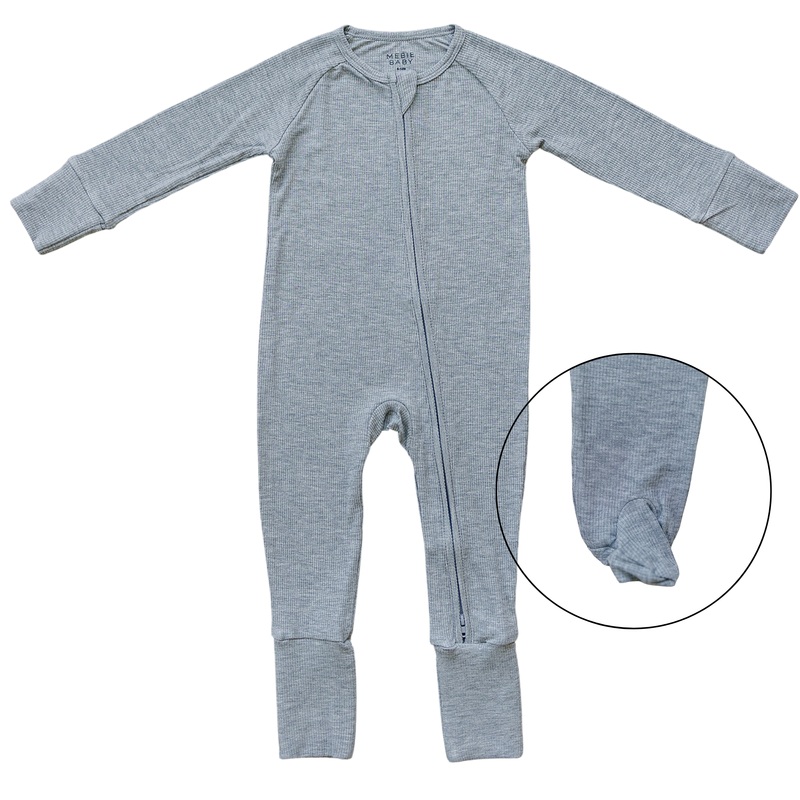 Heather Grey Ribbed Bamboo Zipper-