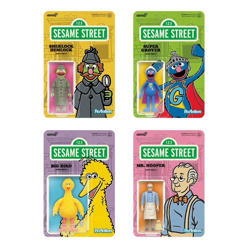 Sesame Street ReAction Figures Wave 3 – Big Bird, Super Grover, Sherlock Hemlock, and Mr. Hooper