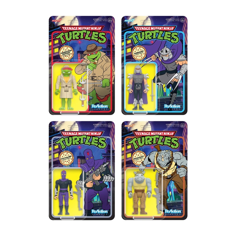 Teenage Mutant Ninja Turtles ReAction Figures Wave 8 – Undercover Raphael, Shredder, Rocksteady & Foot Soldier (Cartoon)