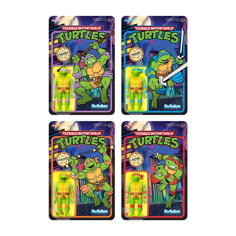 Teenage Mutant Ninja Turtles ReAction Wave 7 – Donatello, Leonardo, Michelangelo & Raphael (Toon)