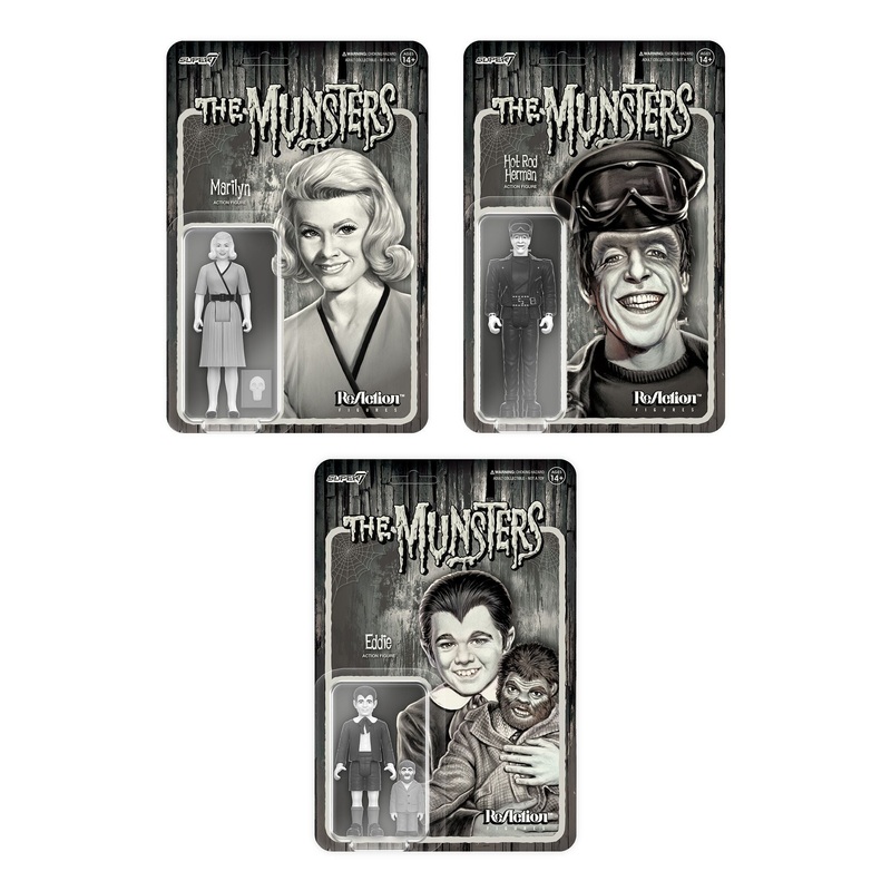 The Munsters ReAction Wave 3 – Eddie Munster, Marilyn Munster & Hot Rod Herman (Grayscale)