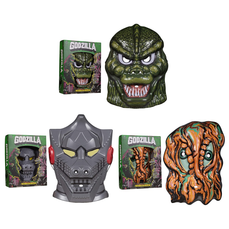 Toho Masks – Godzilla (Green), Mechagodzilla (Grey) & Hedorah (Orange)