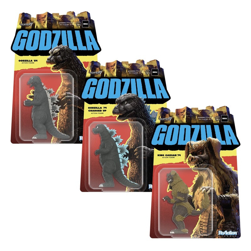 Toho ReAction Figures Wave 6 – King Caesar, Godzilla 1974 (Charged) & Godzilla 1964