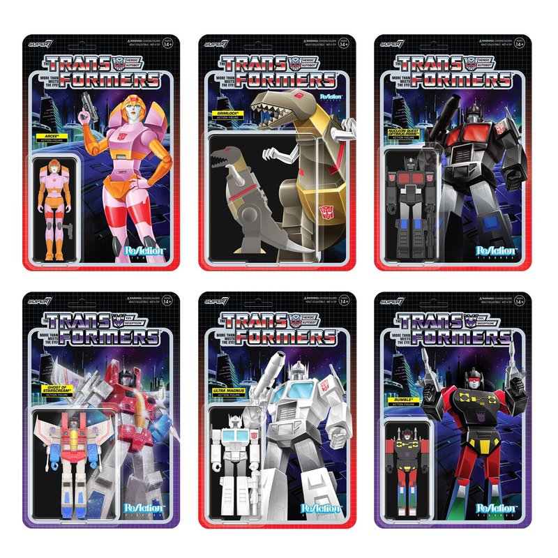 Transformers ReAction Figures Wave 8 – Optimus Prime (Nucleon Quest Special Mission), Ghost of Starscream, Rumble, Grimlock, Arcee, & Optimus Prime (Ultra Magnus)
