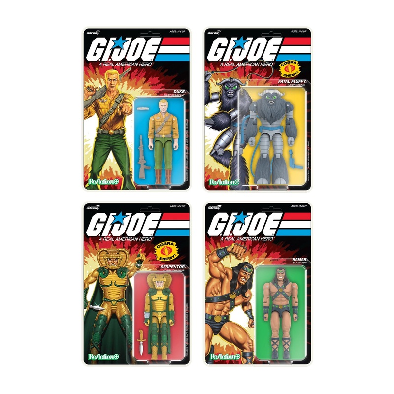 G.I. Joe ReAction+ Wave 2 – Ramar, Fatal Fluffy, Duke (Cartoon), & Serpentor (Cartoon)