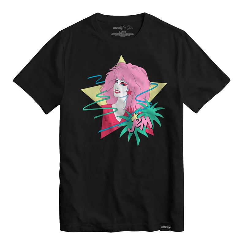 Jem and The Holograms – Jem Portrait Star – Vintage Black T-Shirt