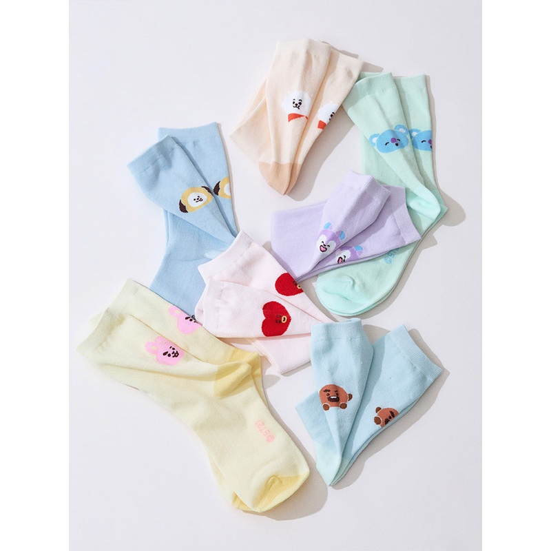 BT21 Basic Color Face Socks