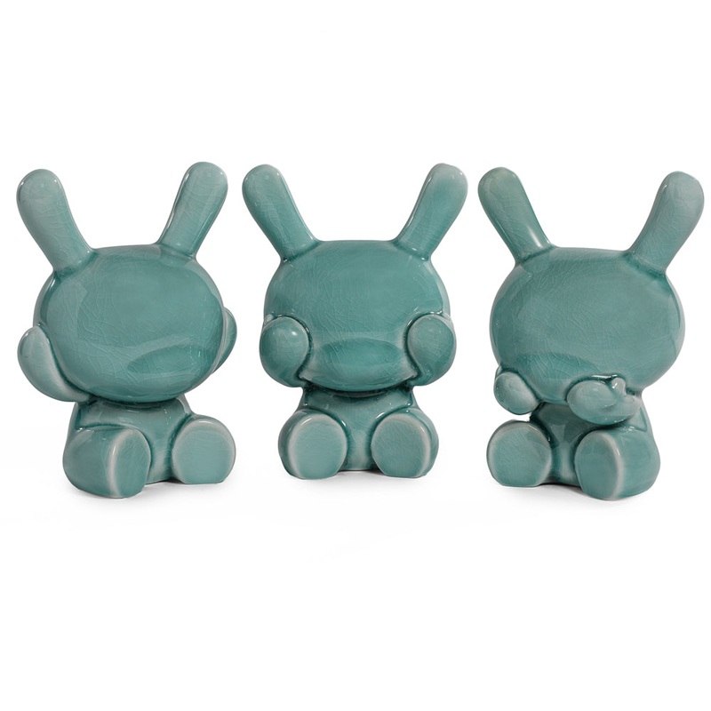 Three Wise Dunnys 5 Porcelain 3-Pack  Blue Mist Crackle Glaze Edition