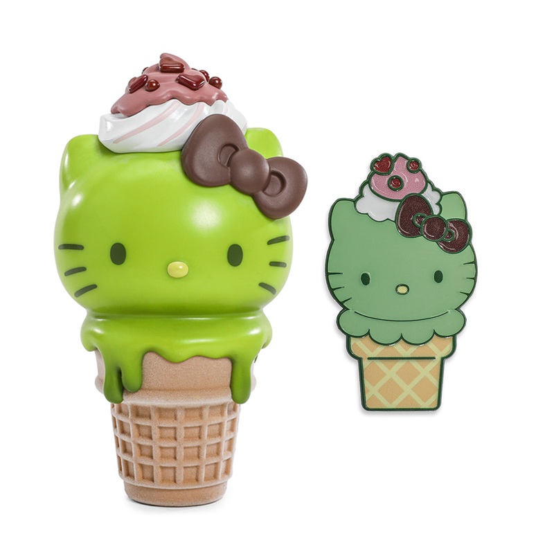 2025 CON EXCLUSIVE: Hello Kitty Ice Cream Cone Art Figure & Pin Bundle – Glow-in-the-Dark Matcha with Chocolate Edition (Limited Edition)