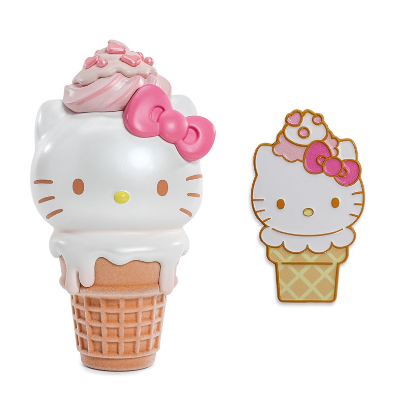 2025 CON EXCLUSIVE: Hello Kitty Ice Cream Cone Art Figure & Pin Bundle – Vanilla with Strawberry Edition (Limited Edition)