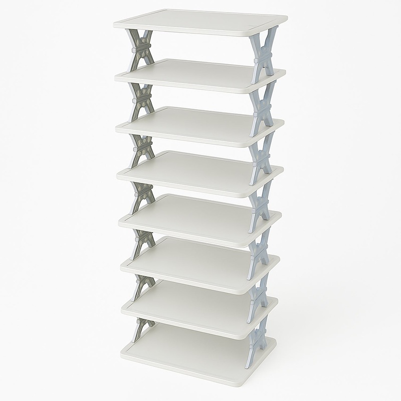 8-Layer Foldable Shoe Rack for Entryway – Heavy Duty Plastic Shoe Organizer