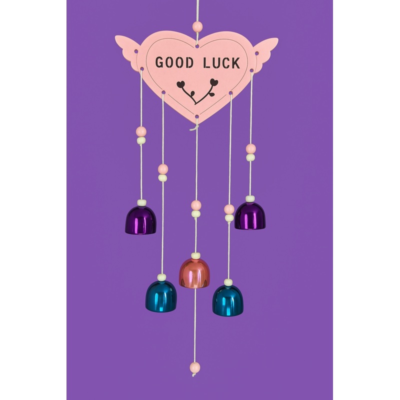 Heart Charm Good Luck Wind Chime  Multicolor Bells