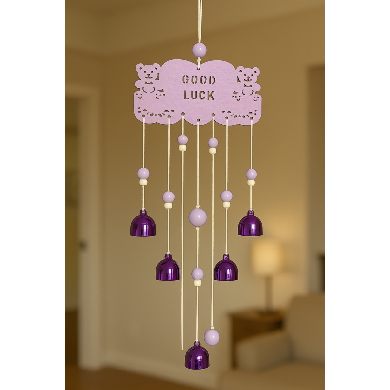 Lucky Lilac Bear Bell Chime