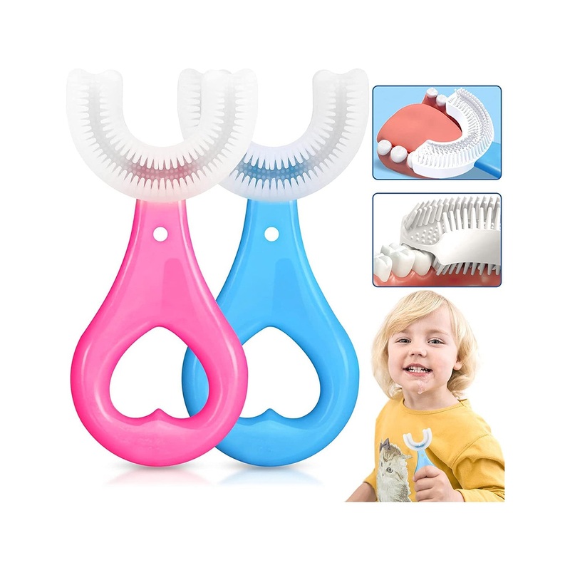 U-Shaped Toothbrush for Kids, 2-6 Years Kids Baby Infant Toothbrush, Food Grade Ultra Soft Silicone Brush Head.