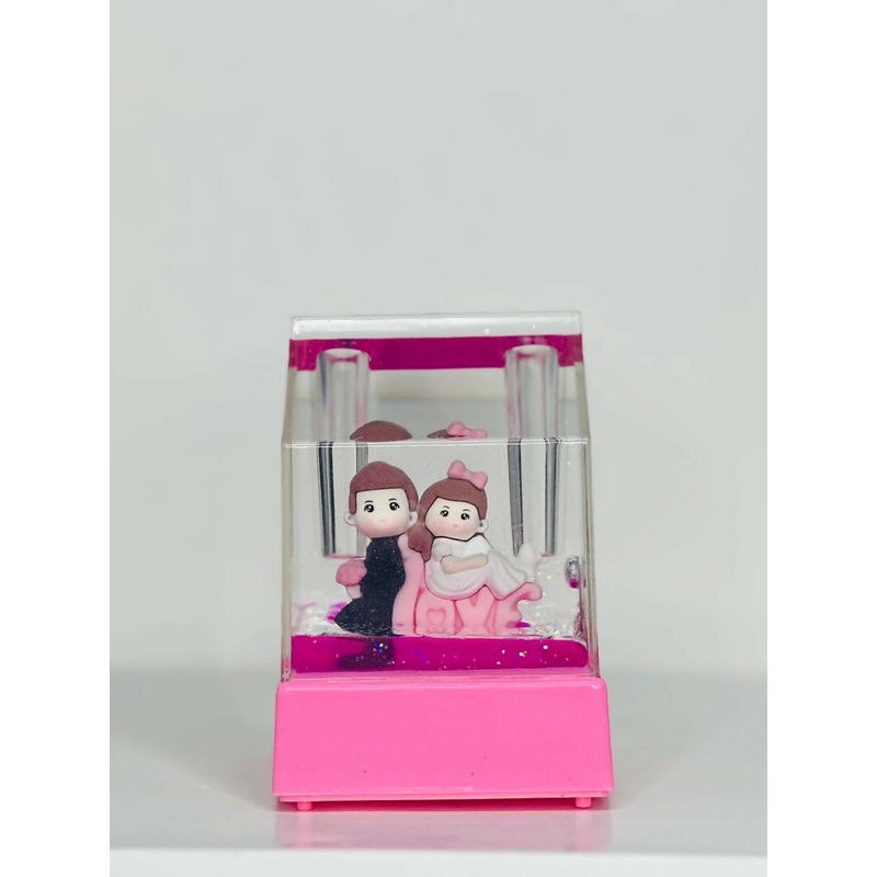 Forever Yours Love Cube Acrylic Liquid Motion Teddy Love Sign Block | Valentine’s Day Gift | Romantic Desk Showpiece | Clear Decorative Display with Floating Glitter