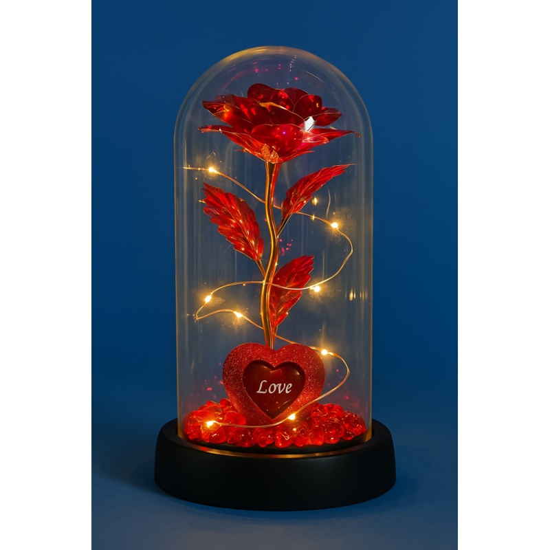 Eternal Rose Dome Lamp Thanksgiving Christmas Gifts for Women – Glass Galaxy Rose in Dome Beauty and The Beast Rose (Upgrade Version) flower Gifts for Birthday Anniversary and Party