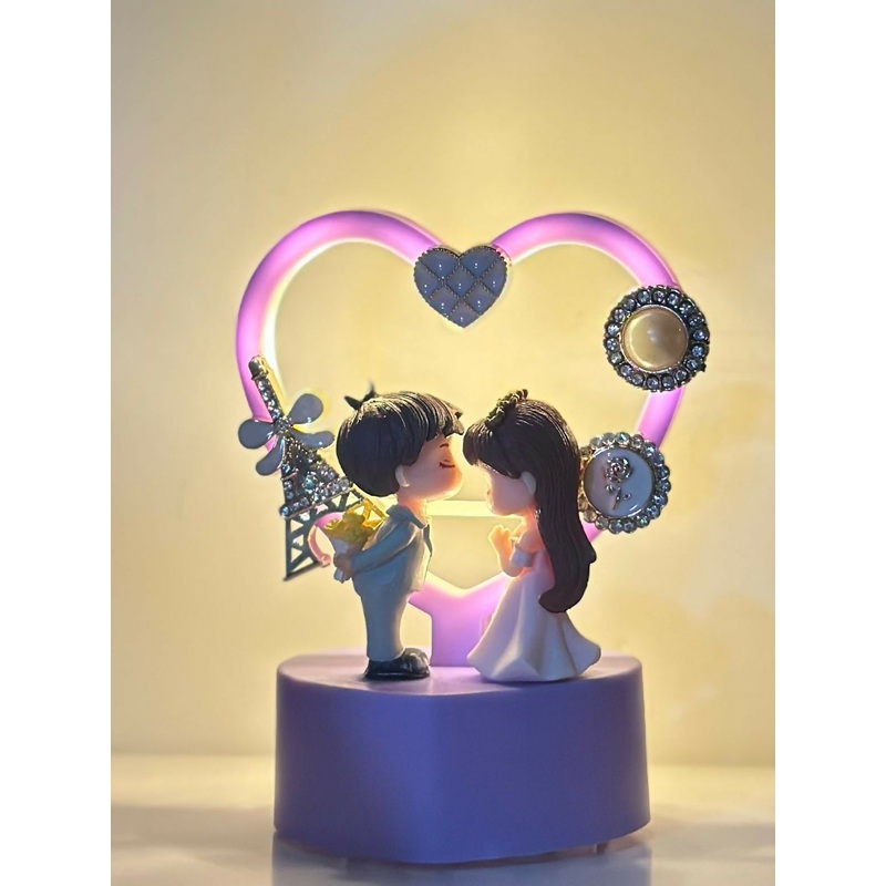 Romantic Couple Night Lamp with Heart Frame  Valentine Gift for Him & Her