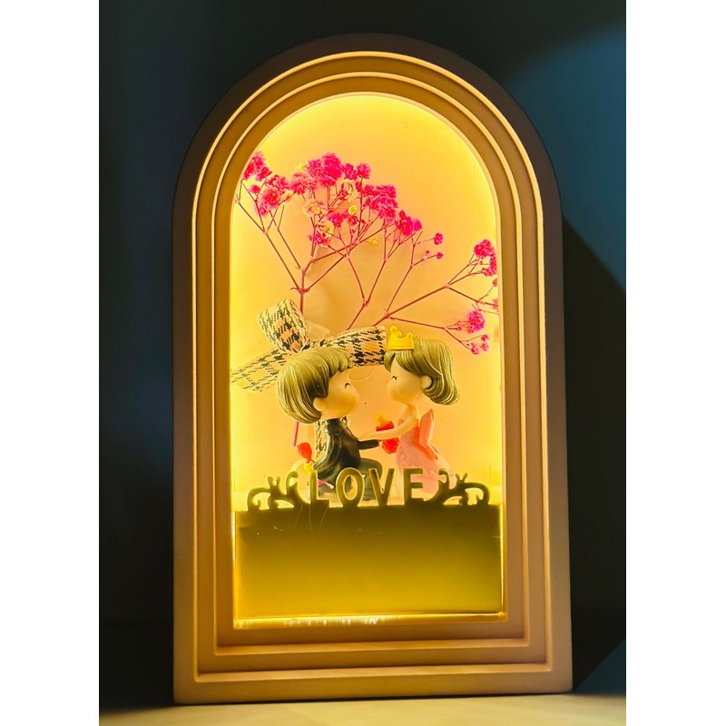 Romantic Couple Showpiece LED Frame Lamp  Love Theme Night Light for Bedroom & Gifting